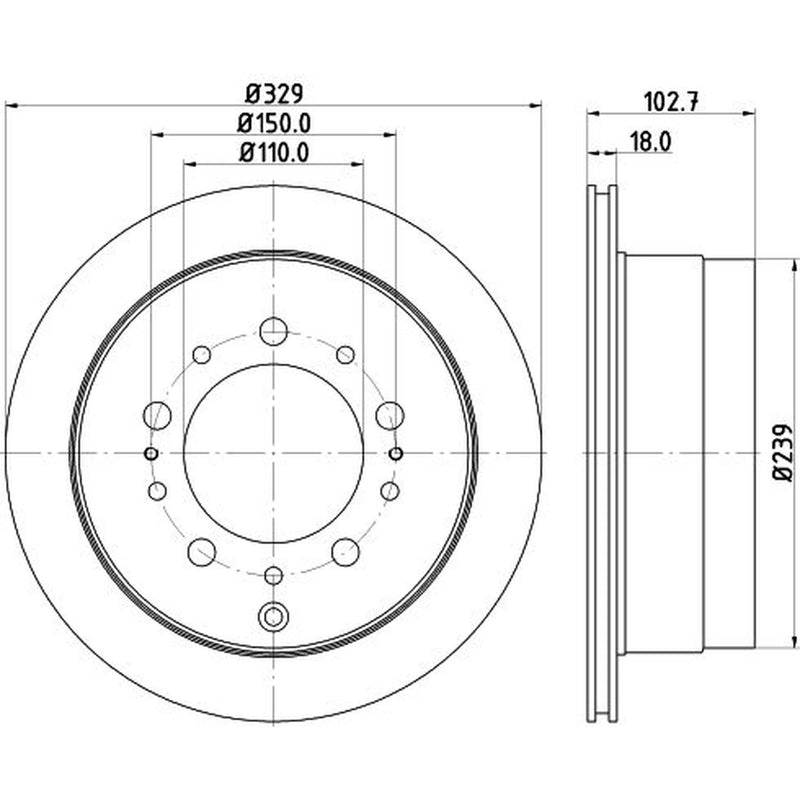 Mintex 2 x Vented Rear Brake Discs MDC1871-x2