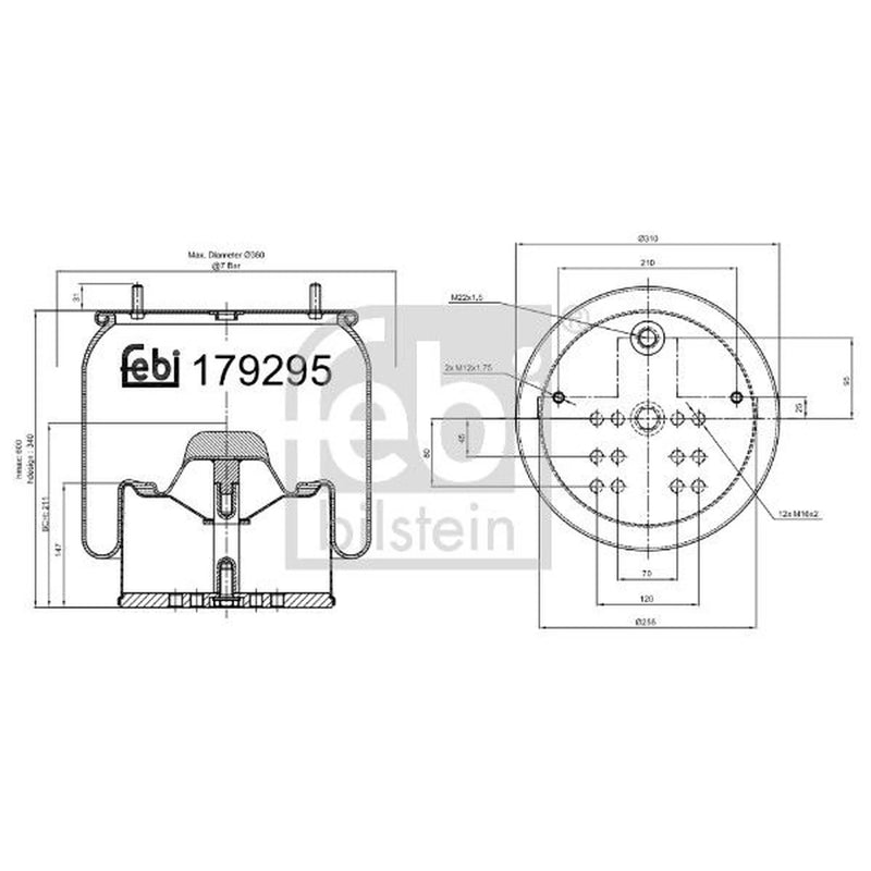 Febi Air Suspension Bellow 256mm 179295