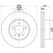 Mintex 2 x Vented Front Brake Discs MDC1795