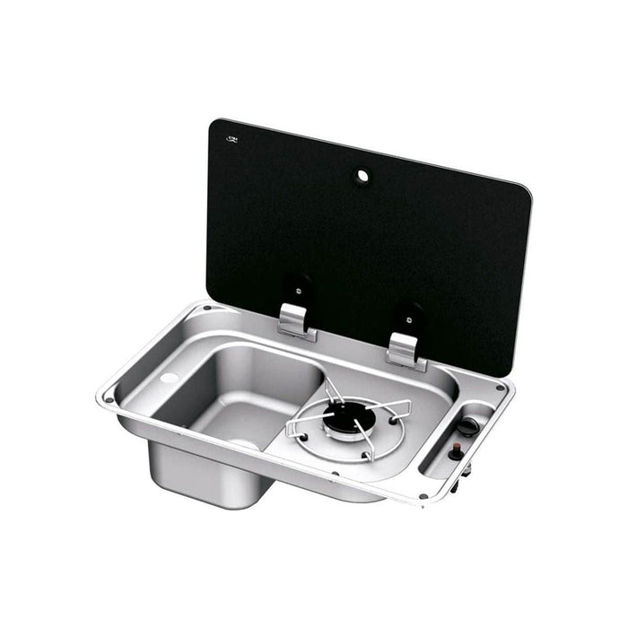 CAN 1 Burner Sink Combi Unit with Glass Lid and Piezo Ignition (Left Handed) - CAN - Van Life Living