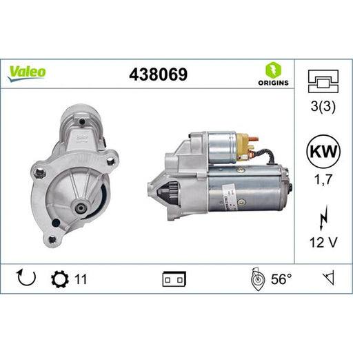 Valeo Starter Motor 12V 1.7kW 11 Teeth 438069