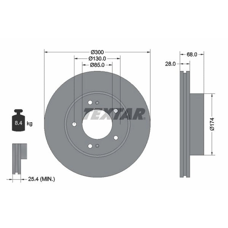 Textar 2 x Vented Front Brake Discs 92203003-x2
