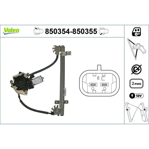 Valeo Electric Window Regulator Lifter Right Rear 850355