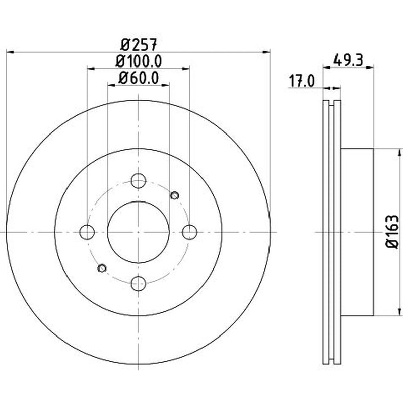Mintex 2 x Internally Vented Brake Discs MDC1770