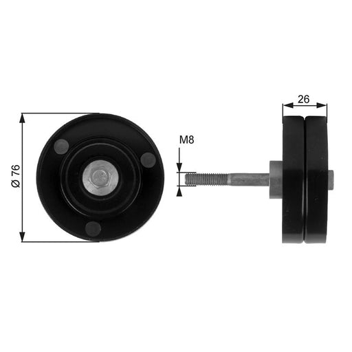 Gates V-Ribbed Belt Deflection/Guide Pulley T36184