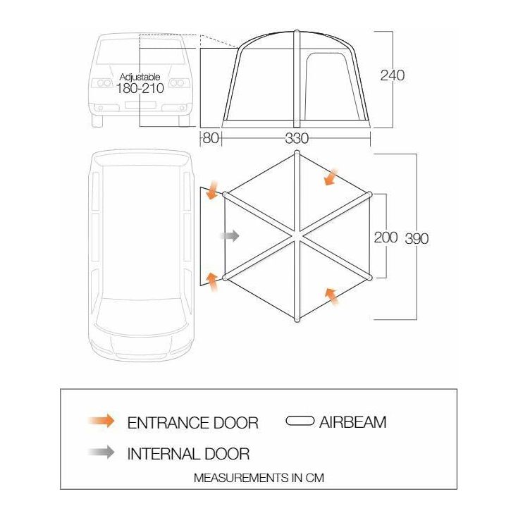 Vango HexAway Pro Air Low Drive Away Awning (180 - 210cm) Campervan - Vango - Van Life Living