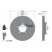 Textar 2 x Vented Front Brake Discs 92221800-x2