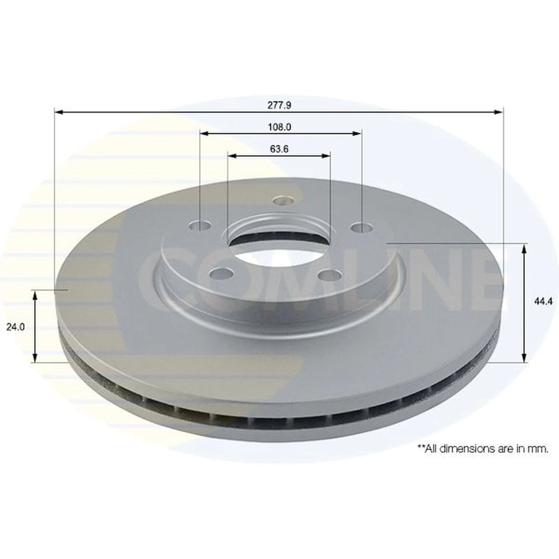 Comline 2 x Vented Front Brake Discs ADC1221V-x2