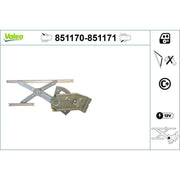 Valeo Electric Window Regulator Lifter Right Rear 851171