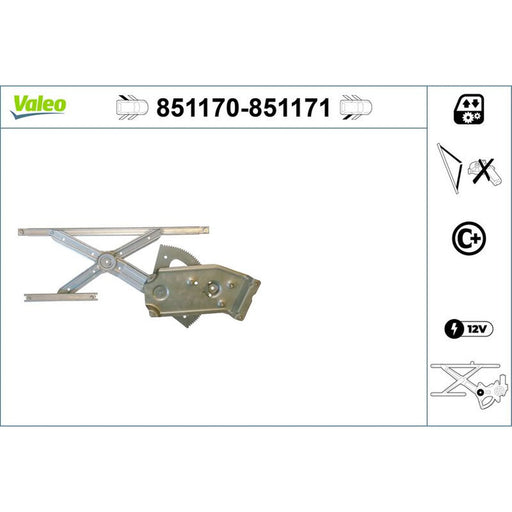 Valeo Electric Window Regulator Lifter Left Rear 851170