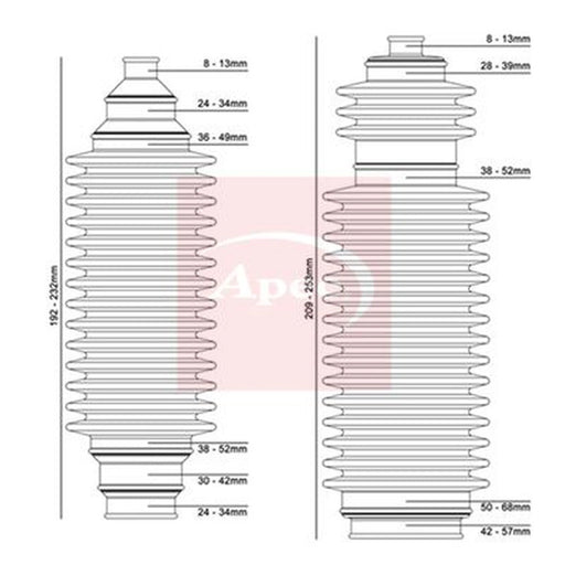 Apec Steering Bellow Kit Front ACB3004
