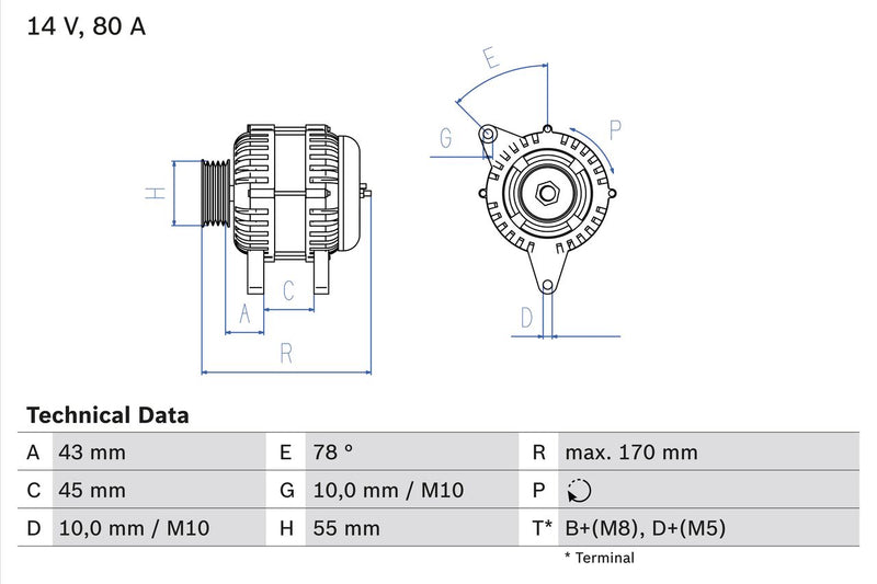 Bosch Car Alternator 12V 0986042081