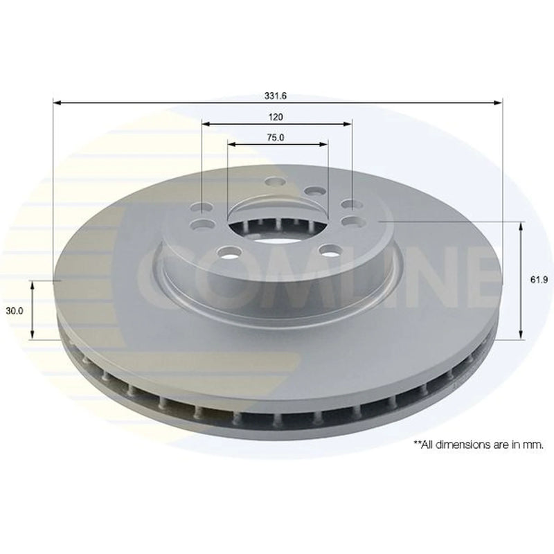 Comline 2 x Vented Front Brake Discs ADC1707V-x2