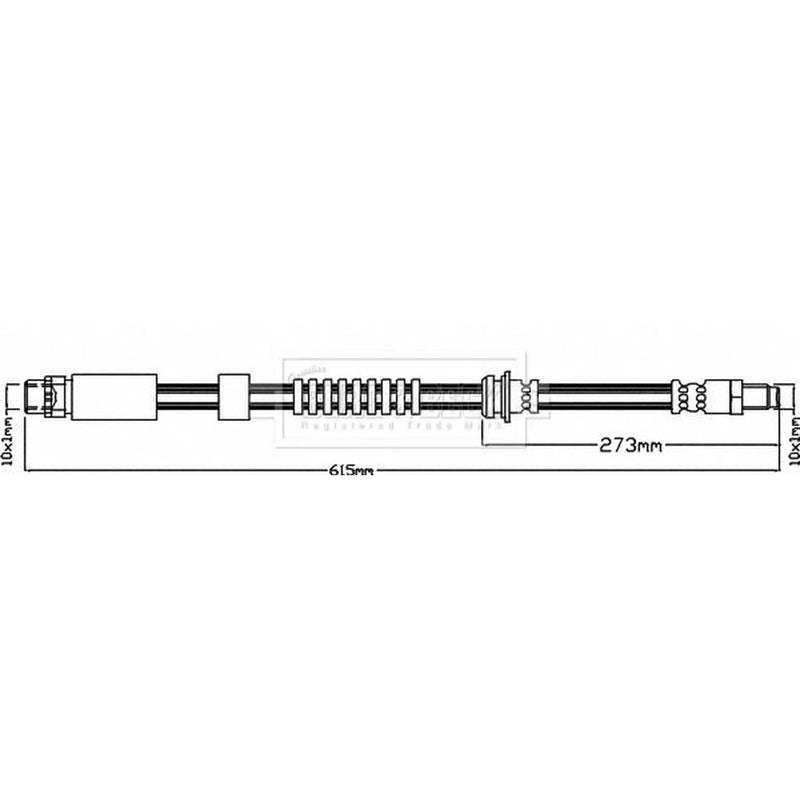 Borg & Beck Brake Hydraulic Hose Line Front Right BBH8162