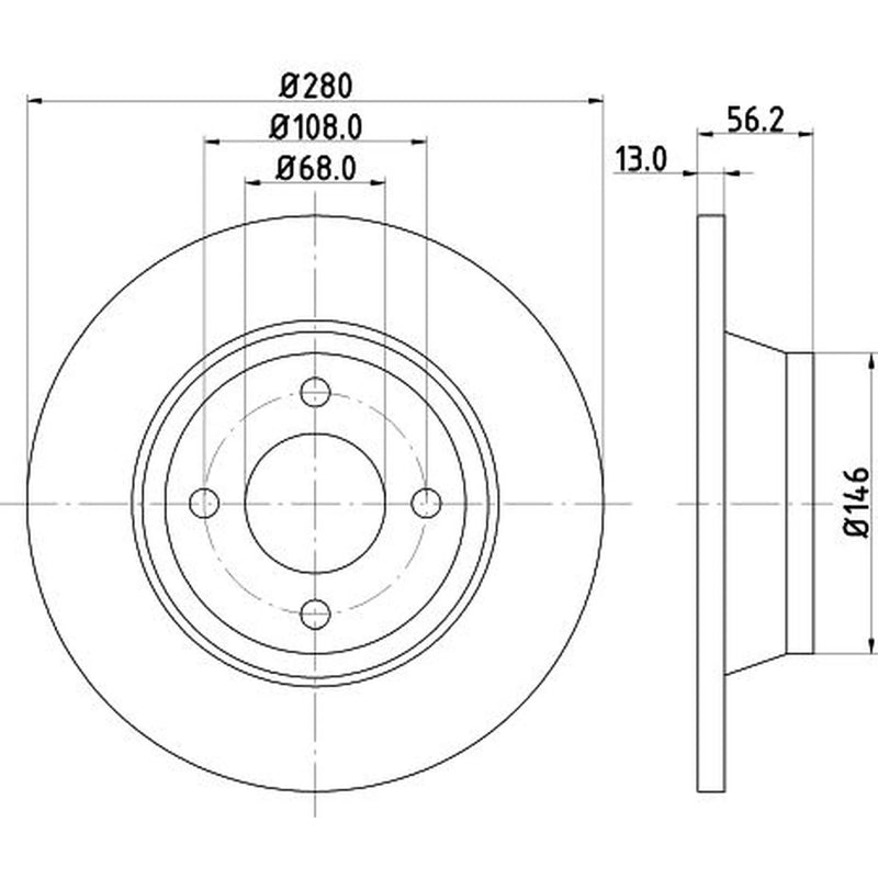 Mintex 2 x Solid Front Brake Discs MDC812