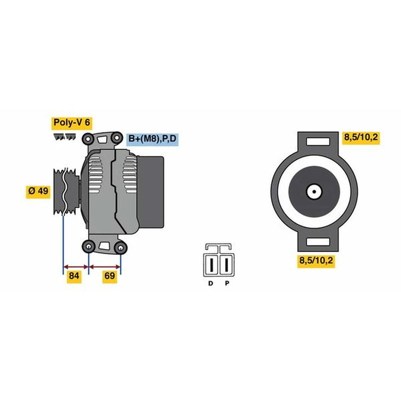 Bosch Car Alternator 12V 0 986 081 300