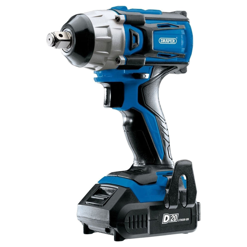 Draper D20 20V Brushless Impact Wrench, 1/2" Sq. Dr., 250Nm, 2 x 2.0Ah Batteries Draper  - Town Parts