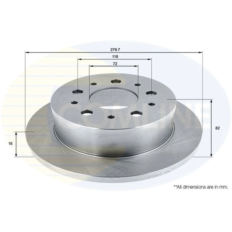 Comline 2 x Solid Rear Brake Discs ADC1822-x2