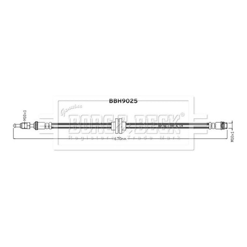 Borg & Beck Brake Hydraulic Hose Line Rear Right BBH9025