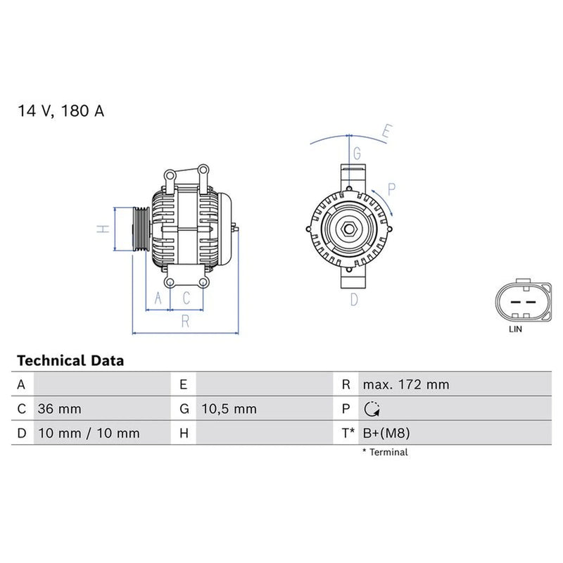 Bosch Car Alternator 12V 0 986 086 030