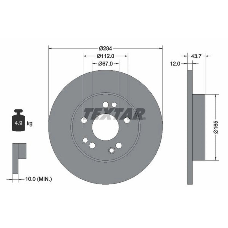 Textar 2 x Solid Front Brake Discs 92031803-x2
