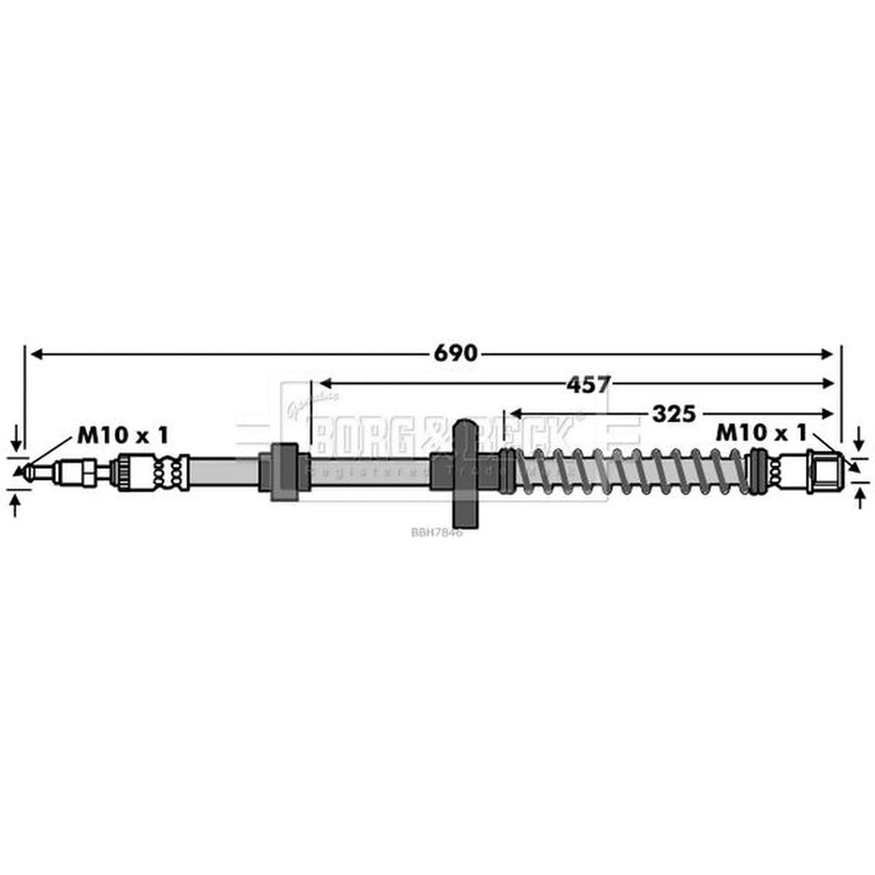 Borg & Beck Brake Hydraulic Hose Line Rear Left BBH7846