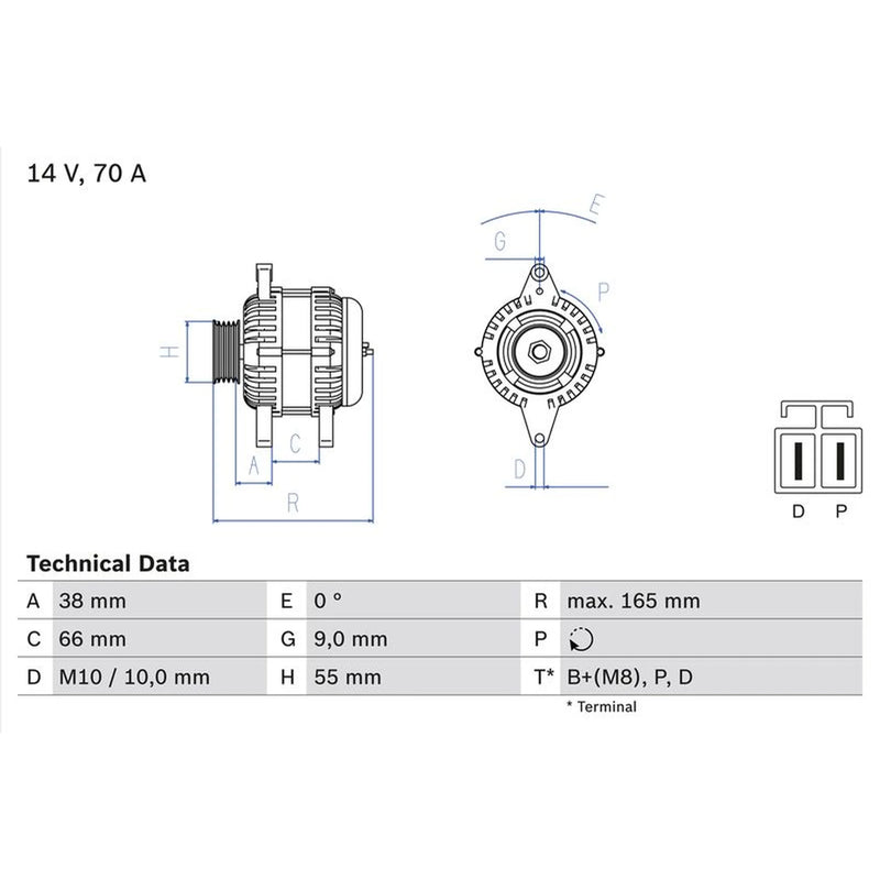 Bosch Car Alternator 12V 0 986 045 551