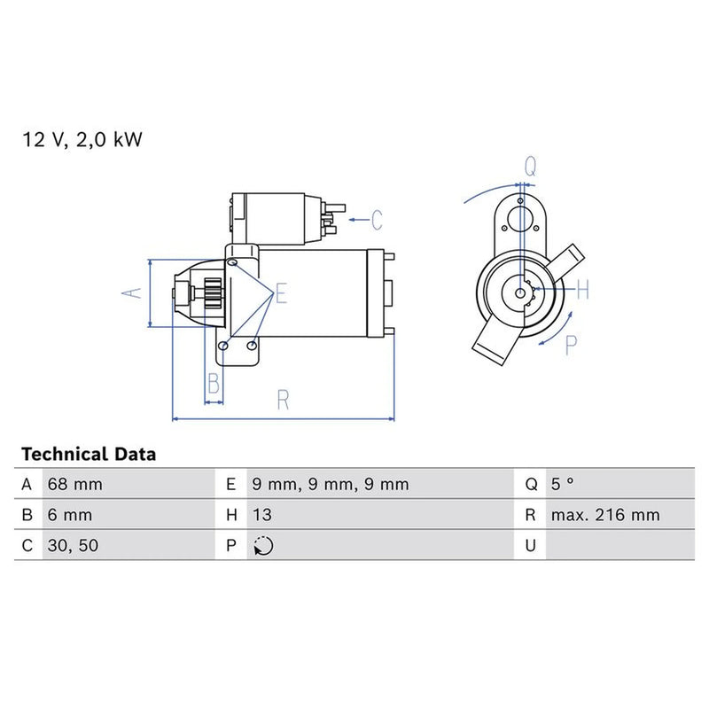 Bosch Starter Motor 12V 1.8kW 13 Teeth 0 986 026 320