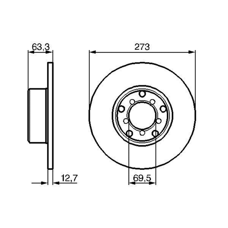 Bosch 2 x Solid Front Brake Discs 0986478055-x2