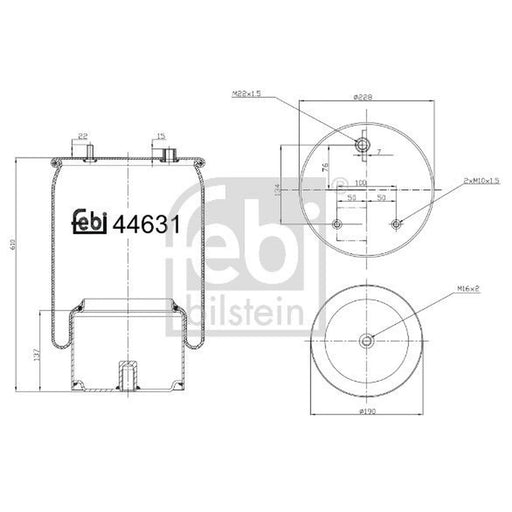 Febi Air Suspension Bellow 228mm 44631