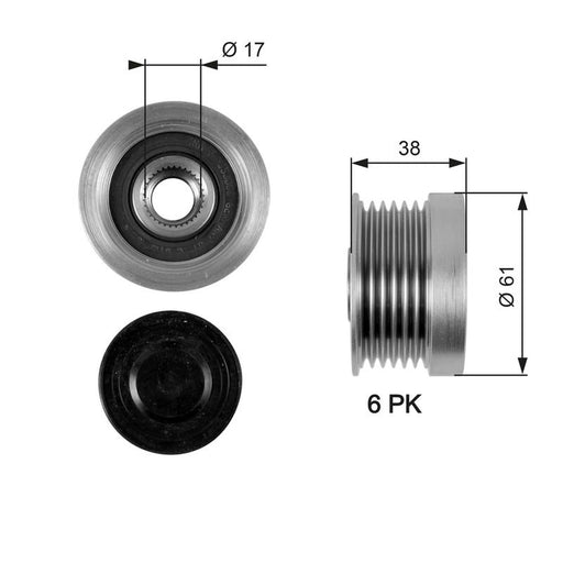 Gates Alternator Overrunning Freewheel Clutch OAP7036