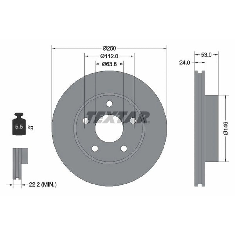 Textar 2 x Front Brake Discs 92067700-x2