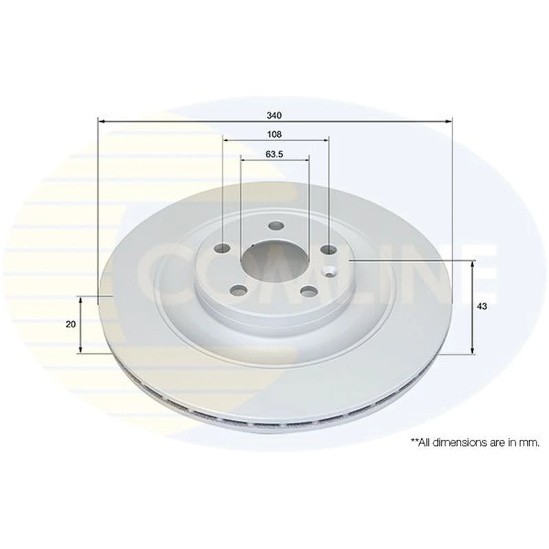 Comline 2 x Vented Front Brake Discs ADC5008V