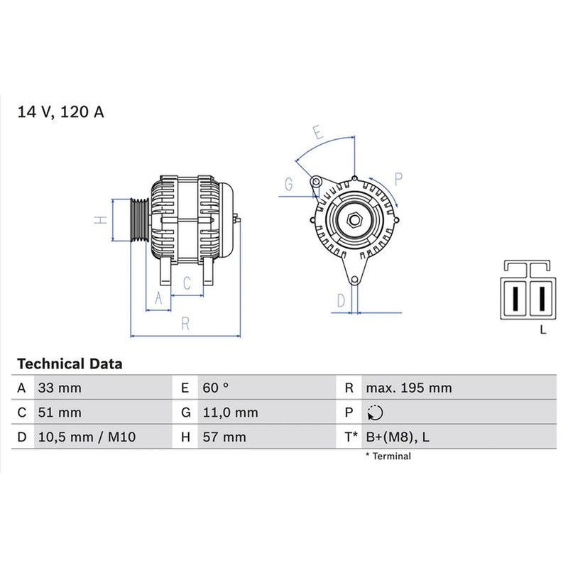 Bosch Car Alternator 12V 0 986 081 060