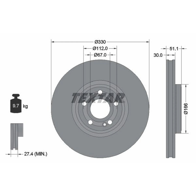 Textar 2 x Vented Front Brake Discs 92323305-x2