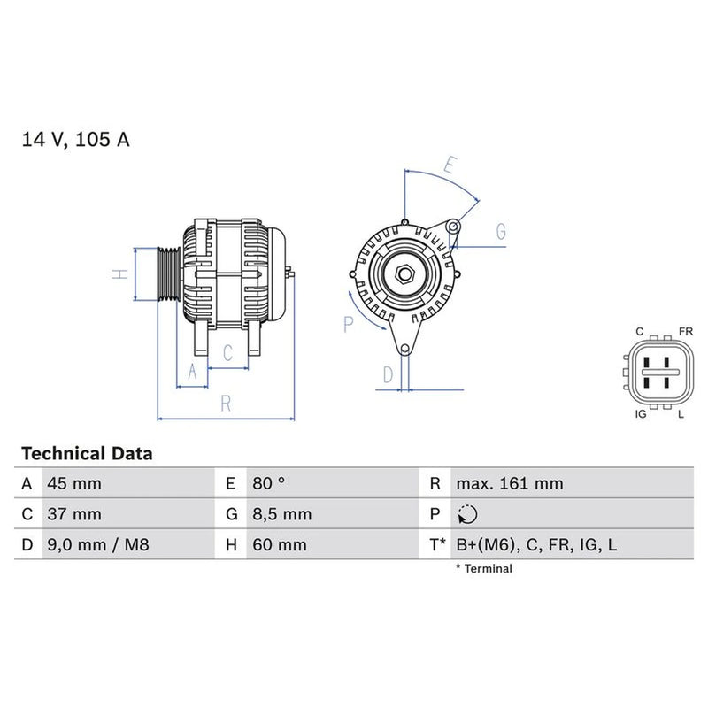 Bosch Car Alternator 12V 0 986 082 410