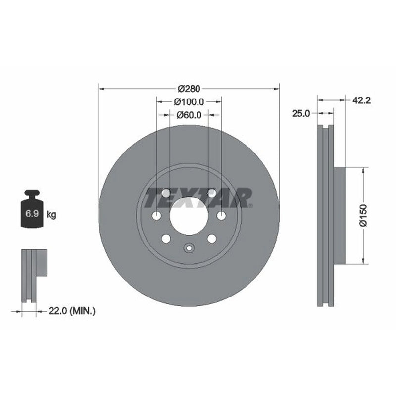 Textar 2 x Vented Front Brake Discs 92124603-x2