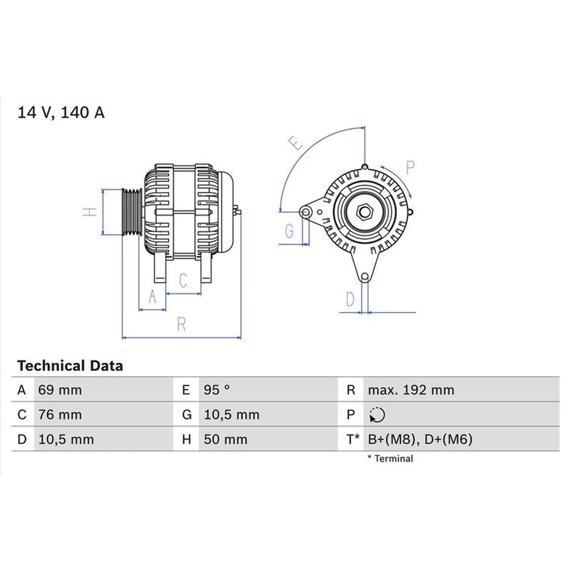 Bosch Car Alternator 12V 0 986 039 000