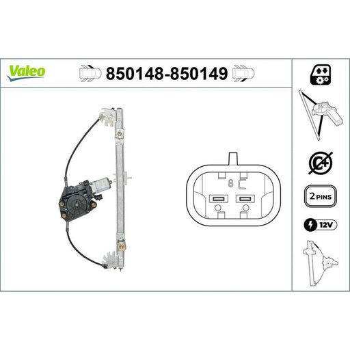 Valeo Electric Window Regulator Lifter Right Front 850149