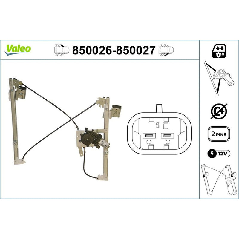Valeo Electric Window Regulator Lifter Right Front 850027