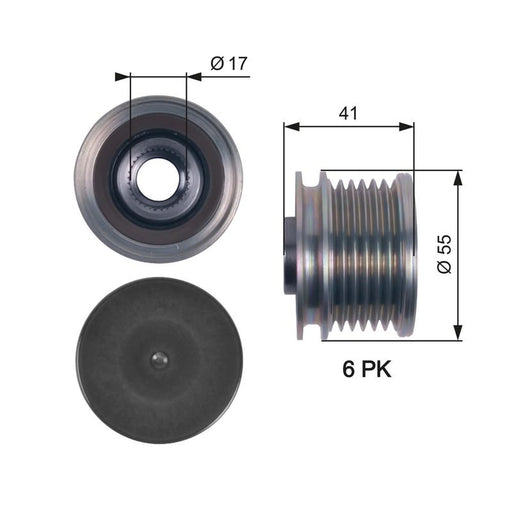 Gates Alternator Overrunning Freewheel Clutch OAP7115