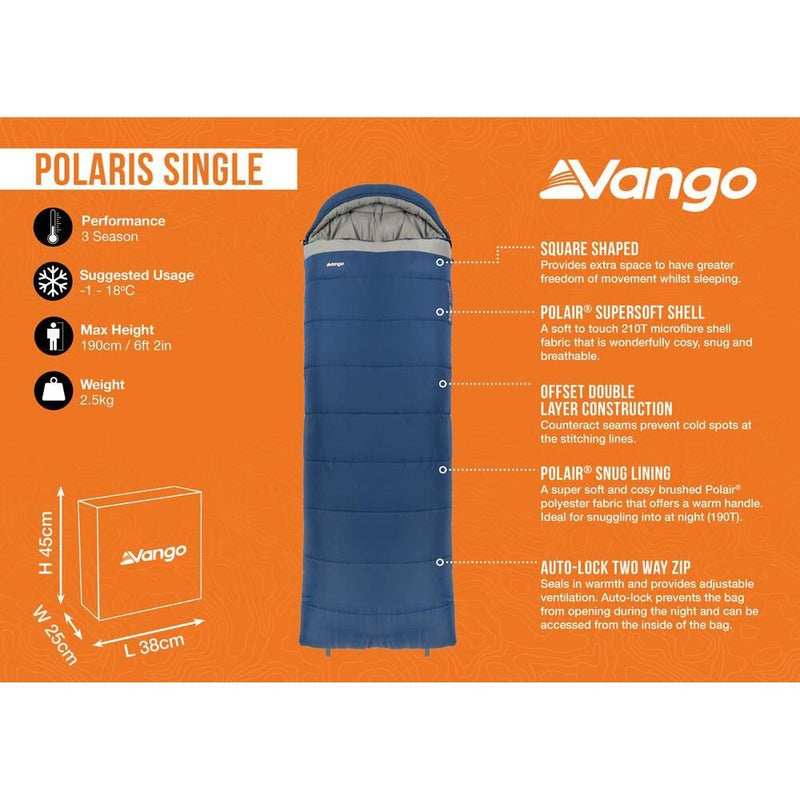 Vango Polaris Single Sleeping Bag Single Neptune - Vango - Van Life Living