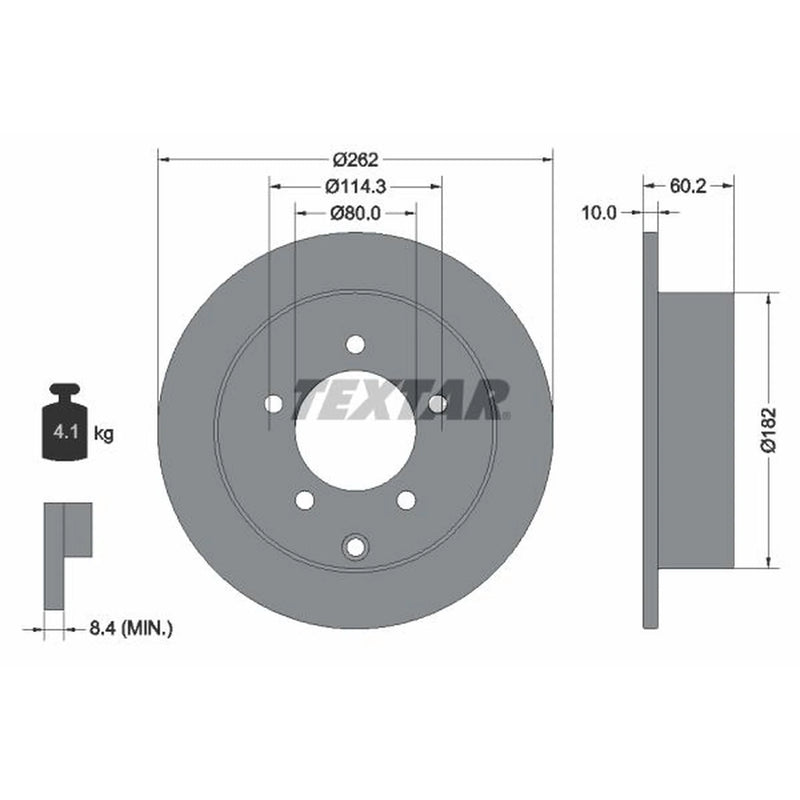 Textar 2 x Solid Rear Brake Discs 92227403-x2