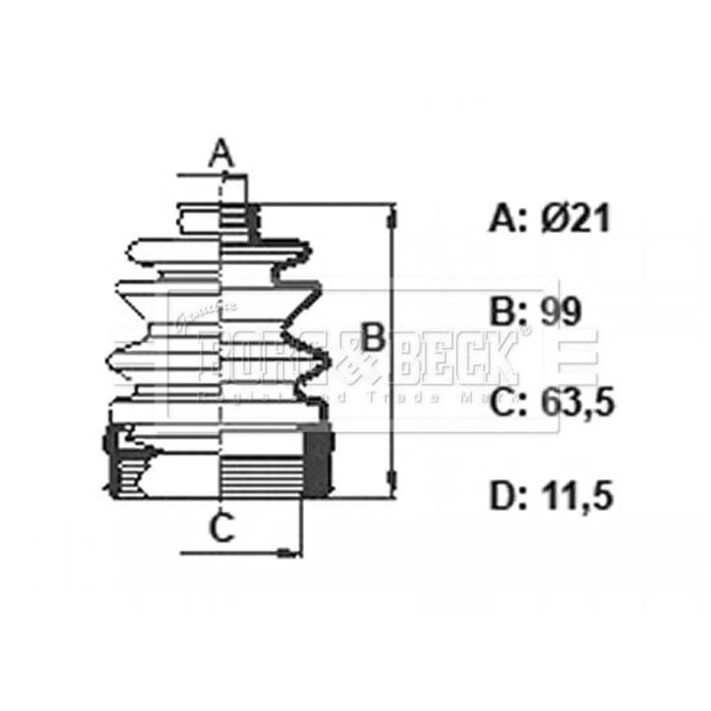 Borg & Beck Drive Shaft Bellow Kit transmission sided The BCB6394