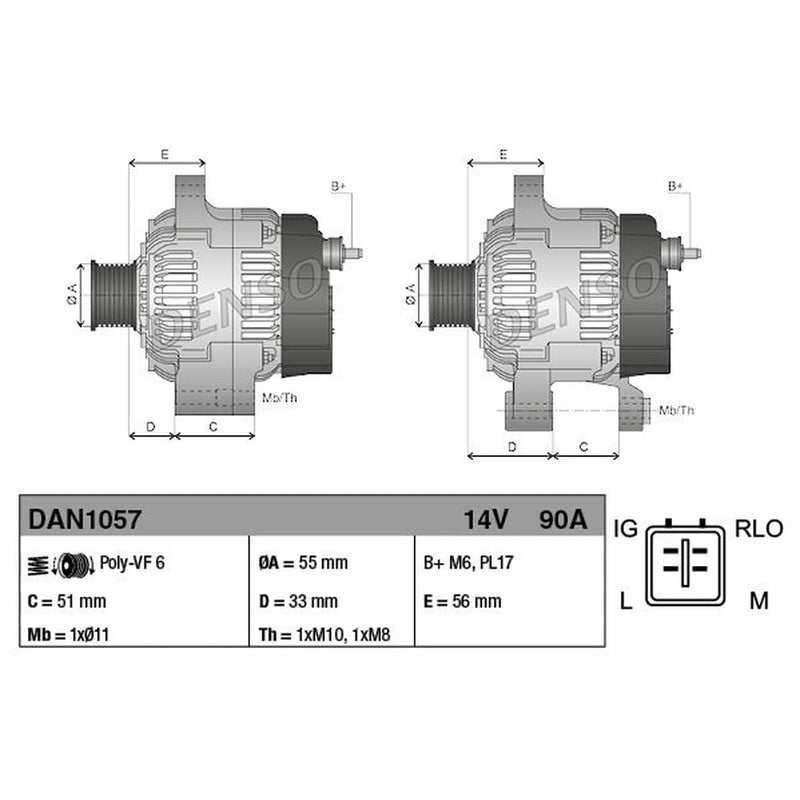 Denso Car Alternator 12V fits Toyota Auris 2006-2012 1.6 1.8