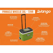 Vango Pinnacle Wheelie 30L 72H Cool Box Green Picnic Camping Food Drink Cooler - Vango - Van Life Living