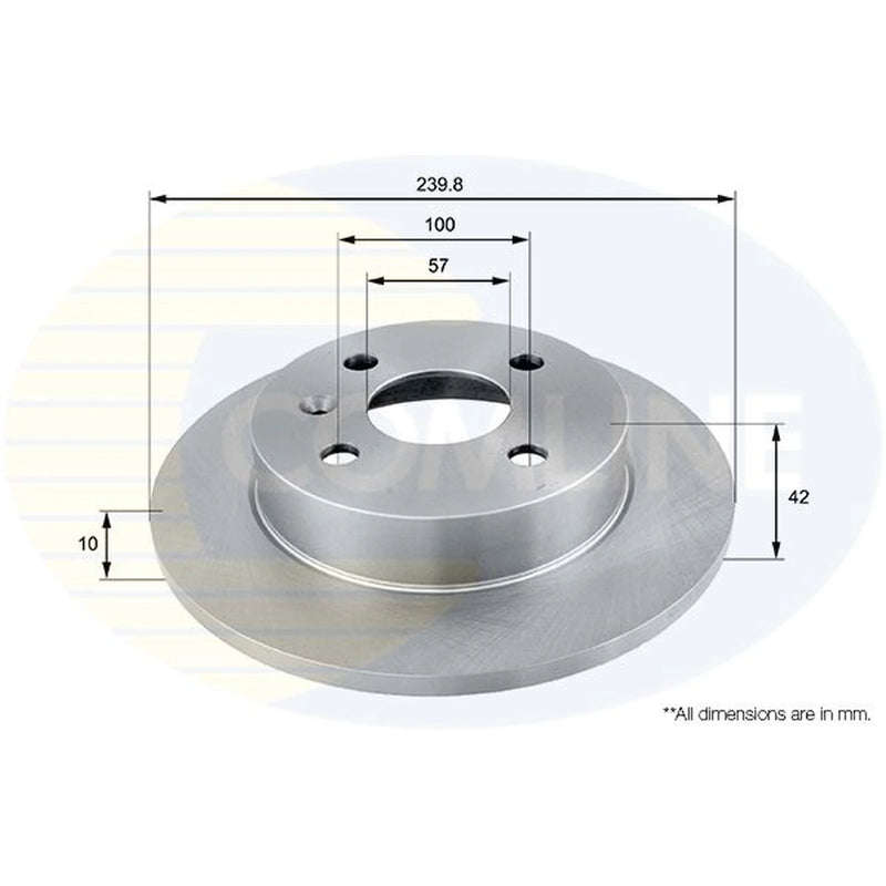Comline 2 x Solid Rear Brake Discs ADC1106-x2