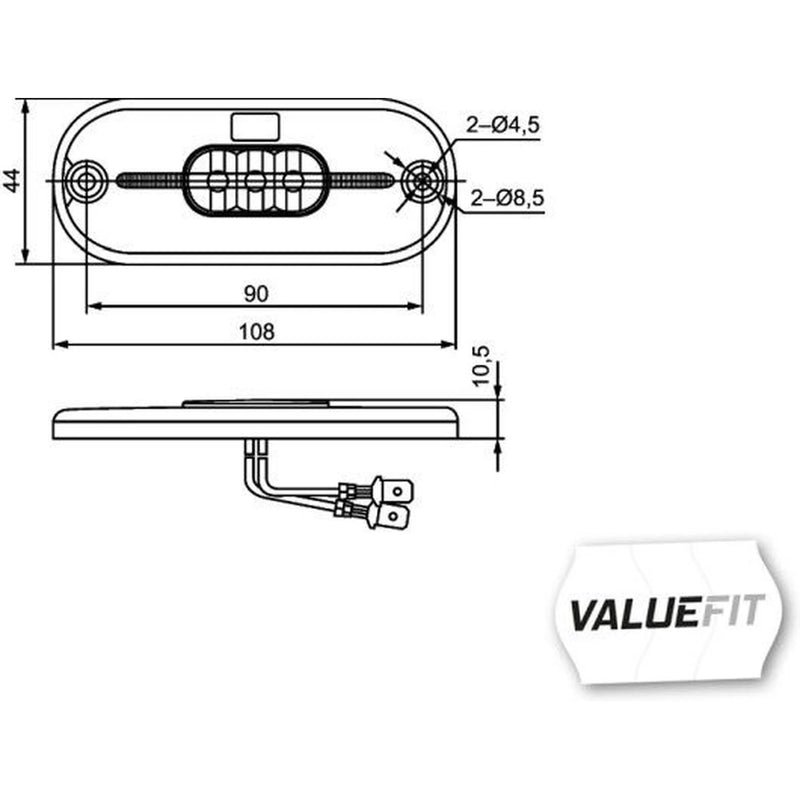 Hella Side Marker Light Wide High 2PS 357 009-001