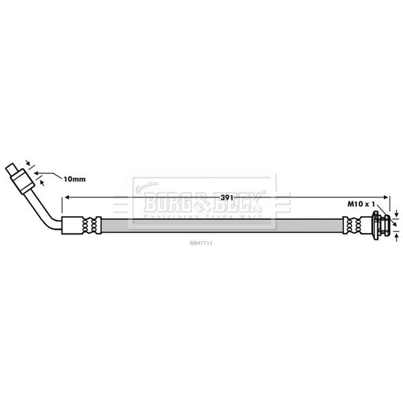 Borg & Beck Brake Hydraulic Hose Line Front Right BBH7711
