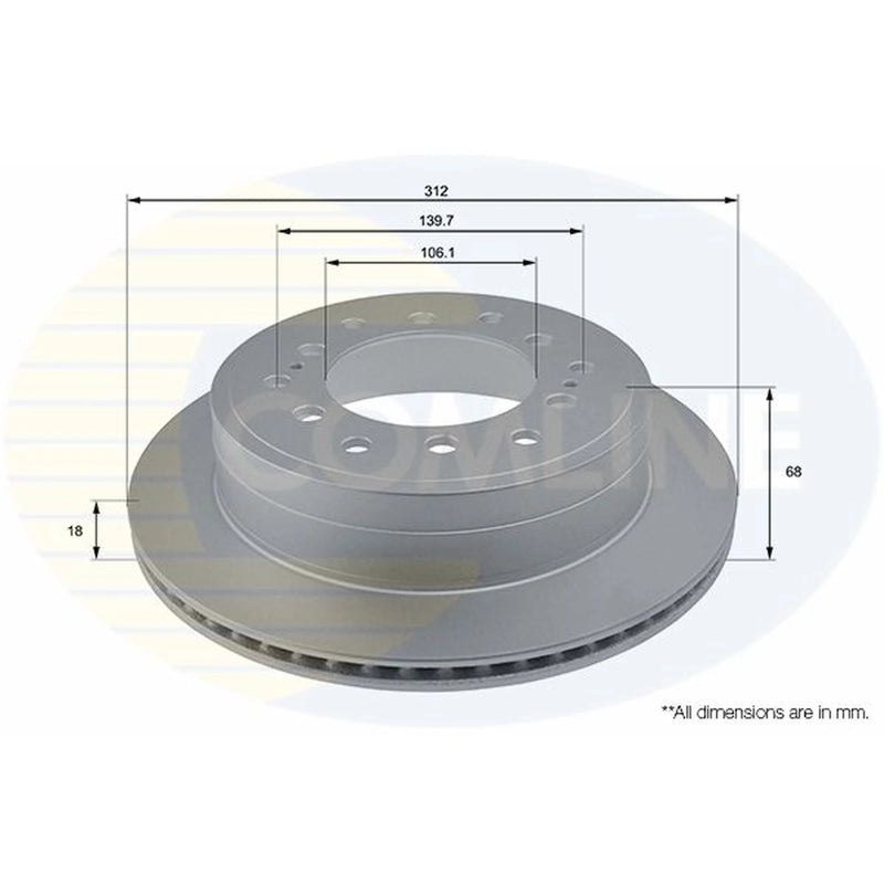 Comline 2 x Vented Rear Brake Discs ADC0185V-x2
